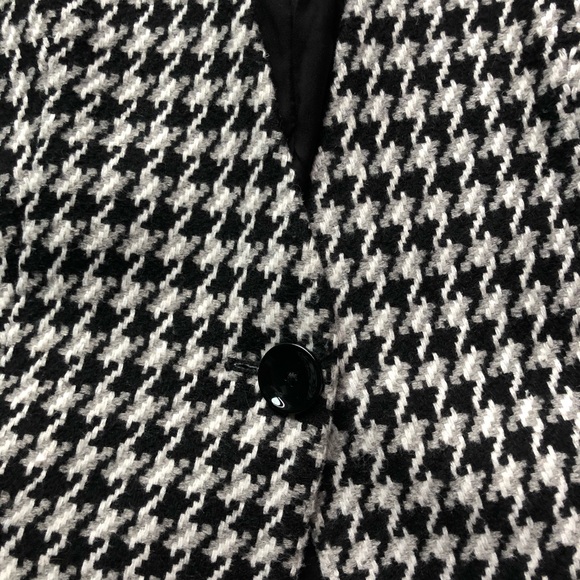 Express Black White Gray Tweed Jacket Blazer Woven Wool Blend 1 Button Jacquard - Picture 8 of 16